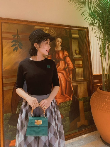 Кашемировая трикотажная футболка с коротким рукавом, тонкий свитер, круглый воротник