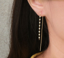 Korean popular lips sterling silver plated 14k glossy super flash kiss lip long ear line Rose gold tassel silver earrings