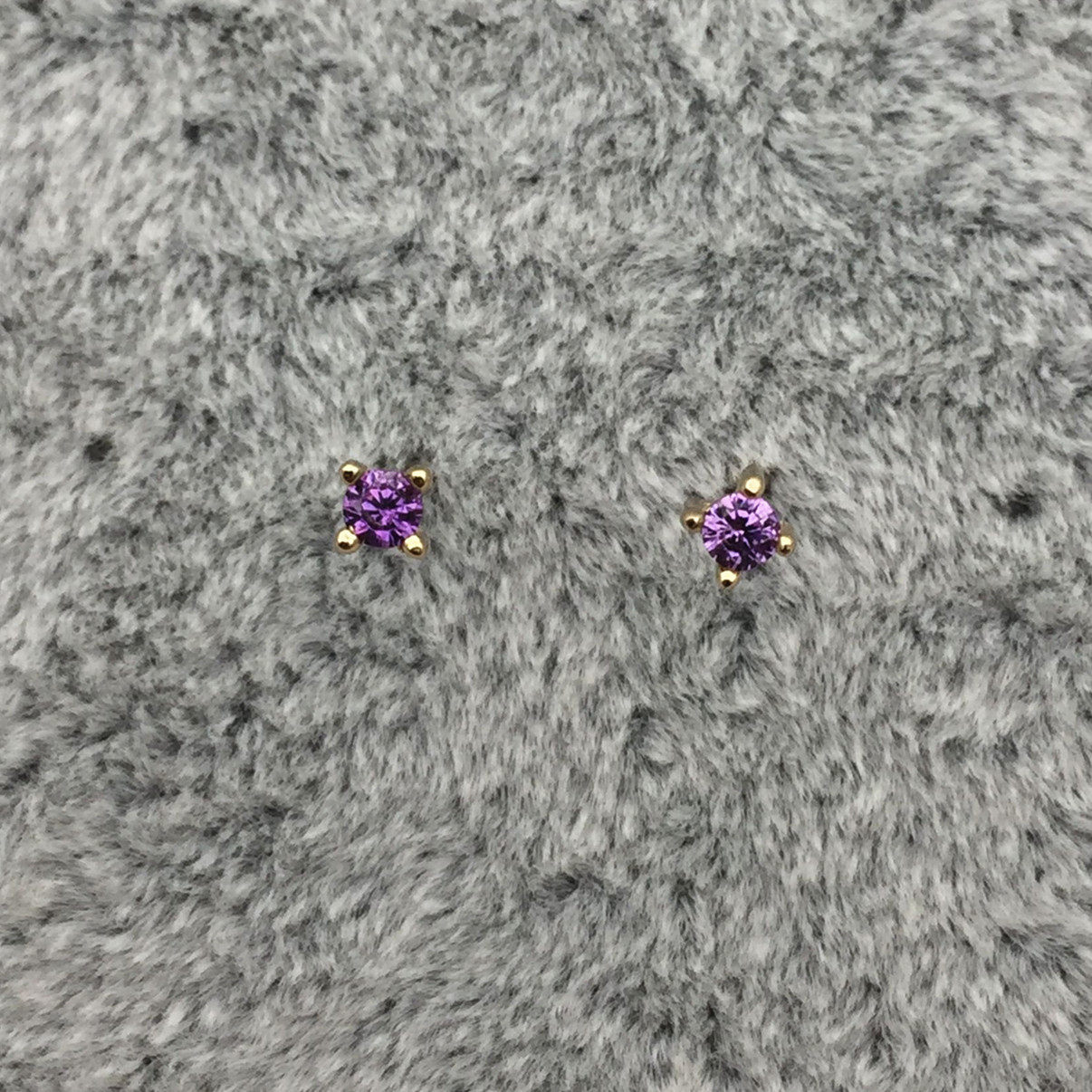 South Korea Imports Pure Silver Plated 14k Gold Purple Drill Crystal Earnail Super Mini small ear decoration Anti-allergy