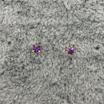 South Korea imported sterling silver plated 14k gold purple diamond crystal stud earrings Ultra mini small earrings hypoallergenic