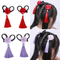 Chinese style childrens hairpin Girls wig Braids Baby Tang headdress Princess top clip edge clip Tassel hair ornament