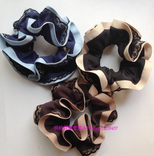 Yongshi Series Hair Accessories: Simple and Elegant Korean Two-Tone Fabric Hair Tie with Lace Trim and Elastic Band