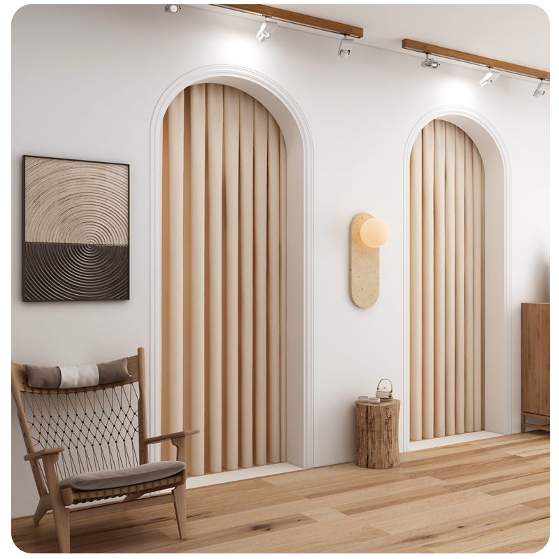 No-Drill Curtains 2023 Men's and Women's Dressing Room Arched Door Velvet Fabric Clothing Store Fitting Room Door Curtain