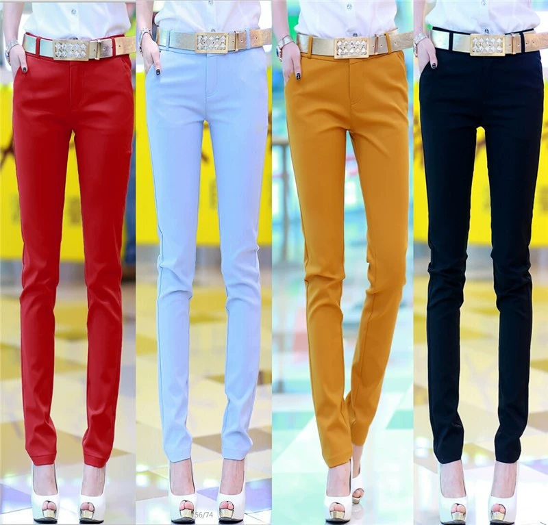 Eo cao cộng với size 2020 mùa xuân kẹo màu chân quần nữ slim slim đen chuyên nghiệp quần tây giản dị - Khởi động cắt