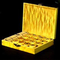 Golden nanmu chess box chess mahogany Chinese chess storage box set solid wood high-end single board mortise and tenon structure