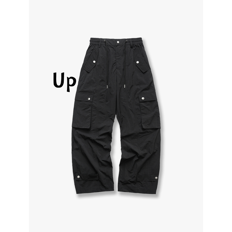【Domestic Stock】Purey · Wr Japanese Lightweight Nylon Pants with Tie-Down Legs, Multi-Pocket Drawstring Cargo Pants