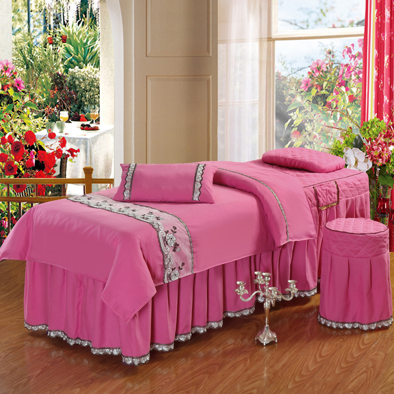 Vẻ đẹp châu Âu khăn trải giường gia đình bốn thẩm mỹ viện điều trị massage giường đặc biệt bộ Hàn Quốc bedspread Body đơn giản với lỗ - Trang bị tấm mẫu ga giường spa
