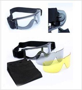 X800 Tactical Goggle Outdoor Riding Bulletproof 3 lenses windproof glasses (single fit)