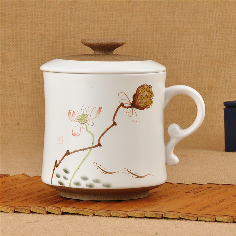 Mud of jingdezhen ceramic filter teacups hand - made tea cup cup cup meeting office cup water