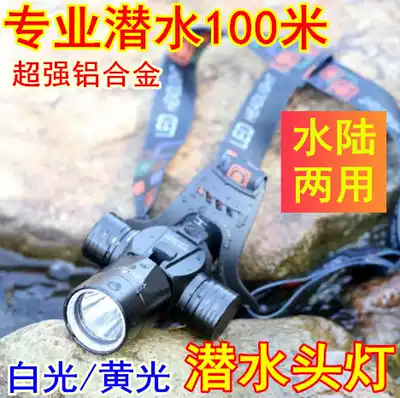 Diving headlight 100 m strong light rechargeable super bright LED head-mounted flashlight underwater professional waterproof fish