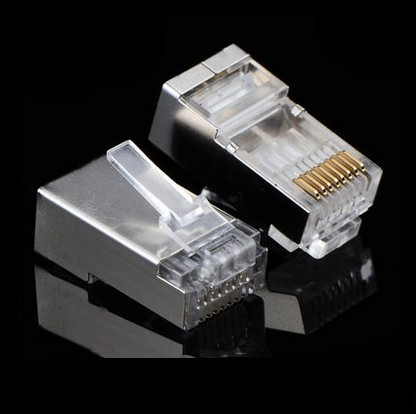 Shielded crystal head RJ-45 Cat5e network Cat5e network cable crystal head Iron shell crystal head - Taobao