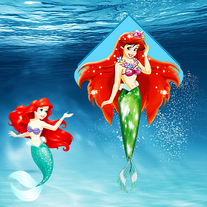 Kite Weifang beautiful girl mermaid children cartoon fish easy to fly breeze good fly girl beauty net red long tail