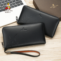 Scarecrow business long wallet Daddy clutch bag Casual mobile phone bag Leather zipper handbag Cowhide handbag