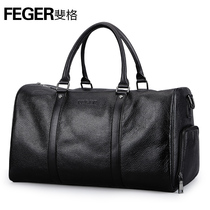 Feige large capacity business travel high-grade leather handbag first layer cowhide mens bag salute bag soft leather boarding bag