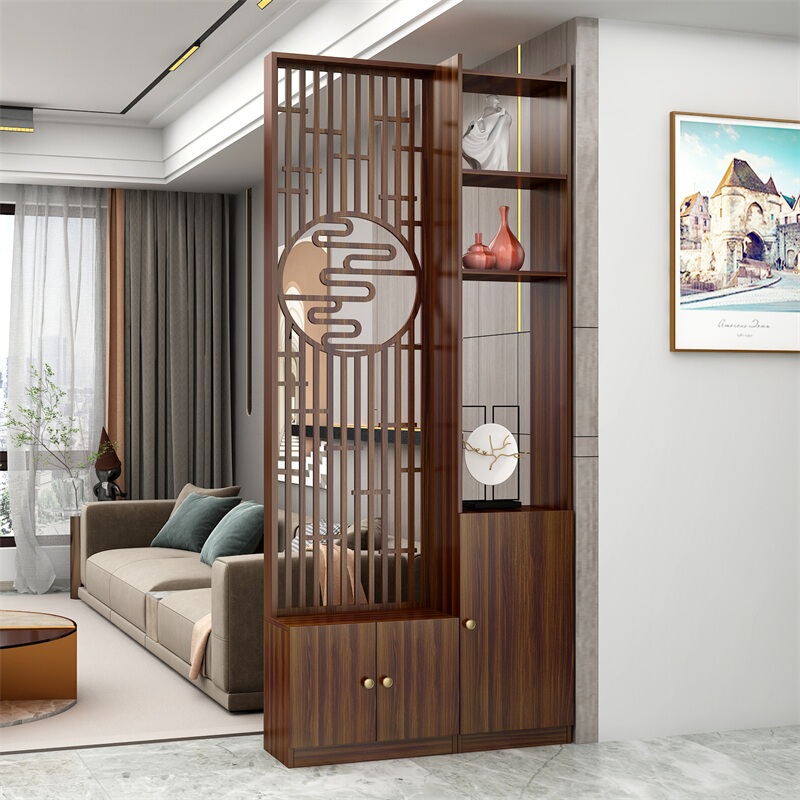 Modern Living Room Foyer Screen Partition New Chinese Style Entryway Cabinet Shoe Cabinet Integrated Entryway Decoration Hollow Storage Rack Wine