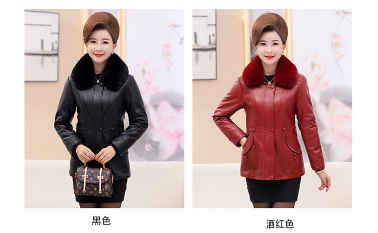 Đặc biệt hàng ngày phụ nữ trung niên áo khoác da lông lớn cổ áo mẹ cộng với nhung ấm mùa đông ví lớn áo khoác da nữ đẹp
