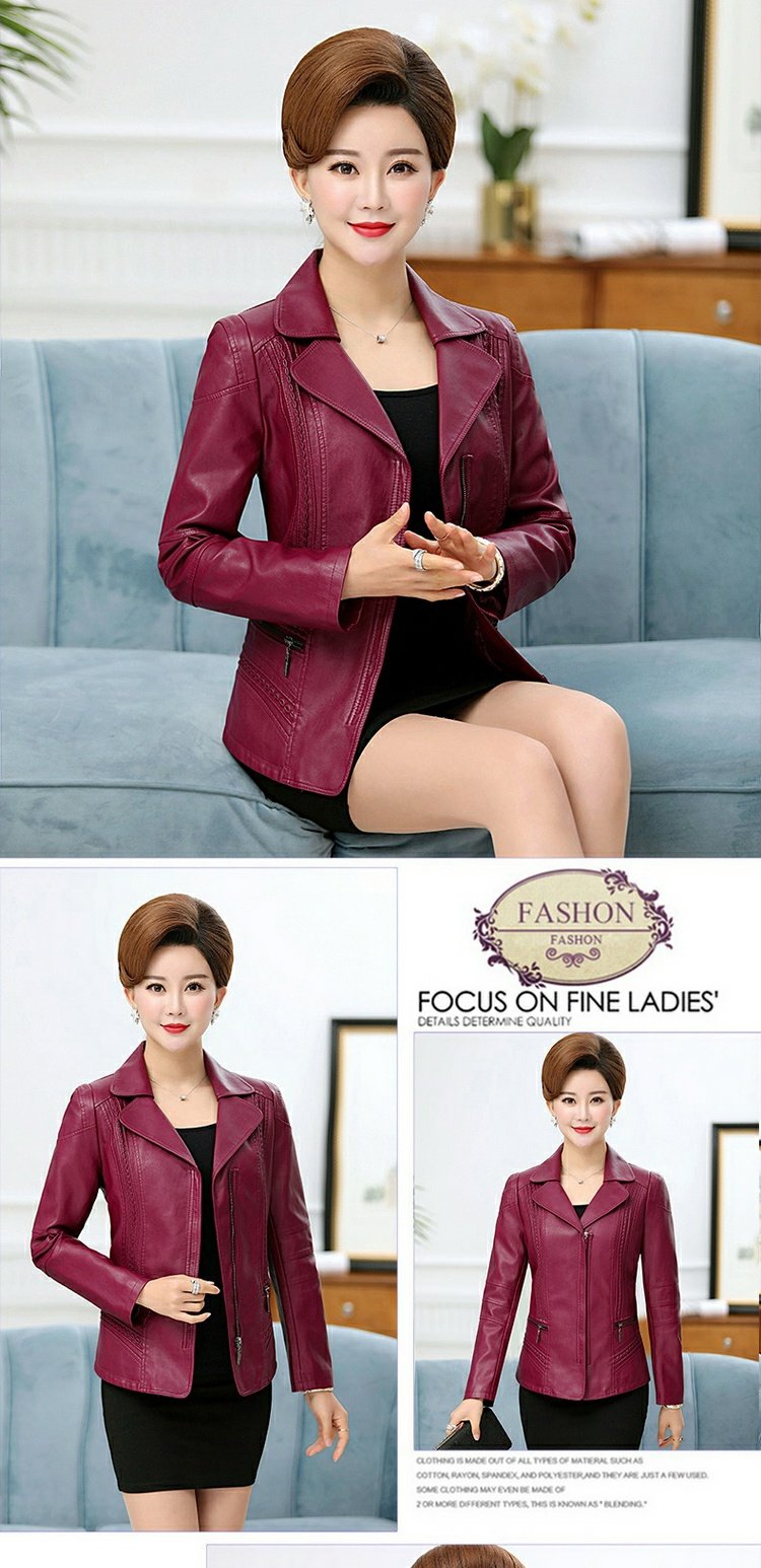 2018 xuân hè mới Hained leather leather nữ ngắn đoạn nhỏ quần tây tây cổ áo nữ nhỏ áo khoác mỏng mỏng thủy triều áo da dê