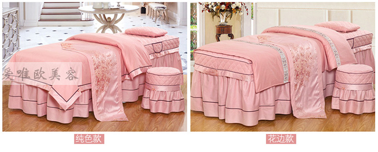 Tùy chỉnh màu rắn cao cấp cotton cotton beauty salon Châu Âu massage giường gội đầu bìa vẻ đẹp Hàn Quốc trải giường bốn mảnh