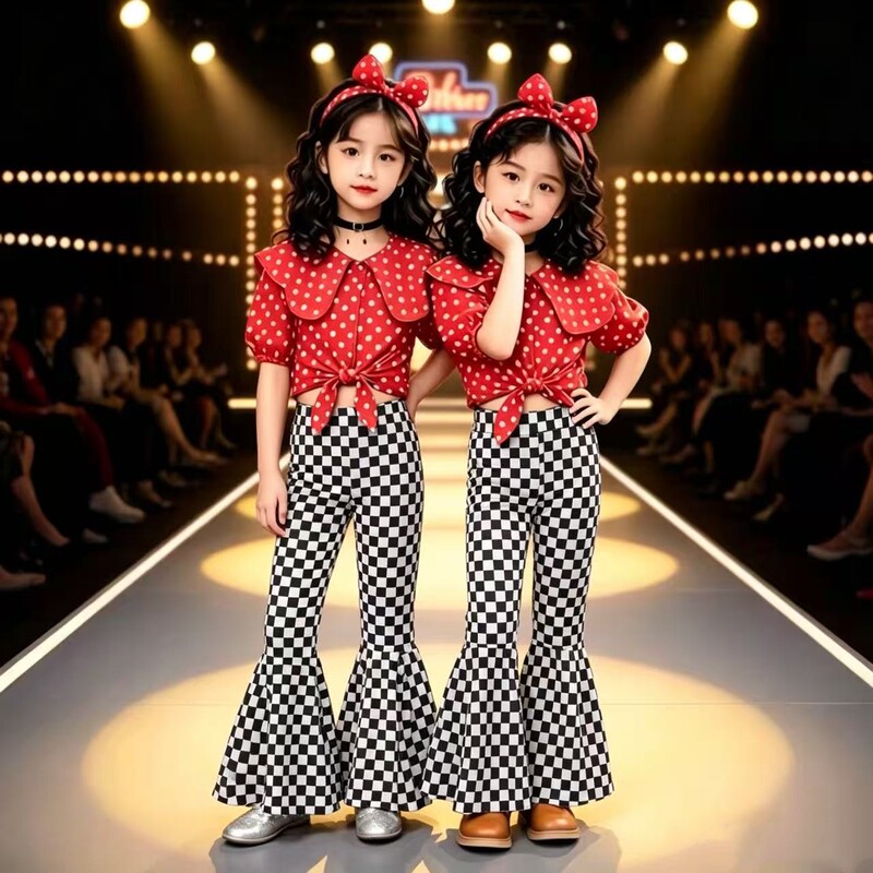 Little Girl under the Kindergarten Street Lamp, 90S Nostalgic T-Stage Model Runway Show, Retro Hong Kong Style Children's Performance Outfit Little Girl under the Kindergarten Street Lamp, 90S Nostalgic T-Stage Model Runway Show, Retro Hong Kong Style Children's Performance Outfit