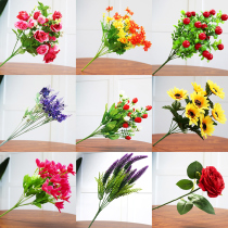 African small Daisy simulation bouquet jumping chrysanthemum fake flower living room single bunch decorative flower wild chrysanthemum silk flower home decoration