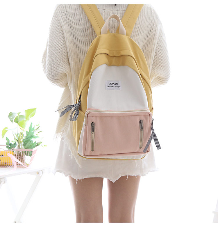 Màu sắc nghệ thuật NR mới phù hợp với túi vải nhỏ tươi nữ phiên bản Hàn Quốc của ba lô nữ học sinh trung học ba lô - Ba lô balo da hàng hiệu