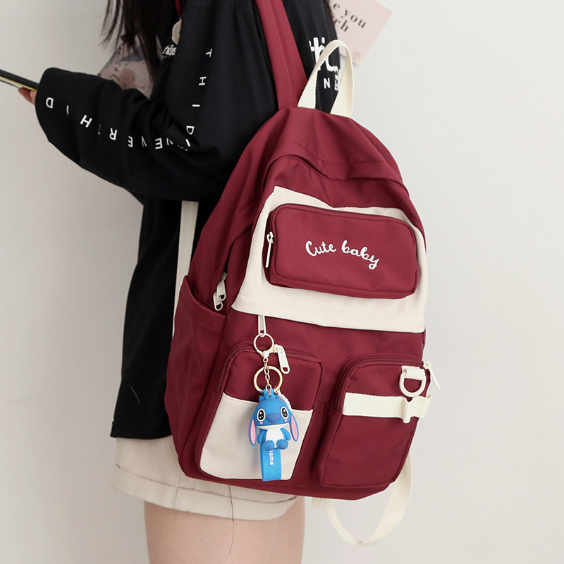 NR Day Collision Color Double Shoulder Bag Girls school High school students junior high school students Korean version fashion Fashion Scapewoman double shoulder college student