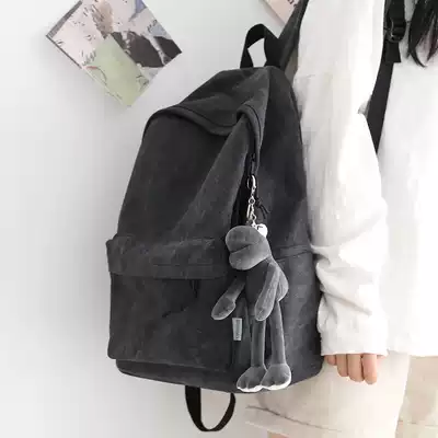 NR retro canvas solid color large capacity backpack female Joker schoolbag Middle School junior high school student backpack male college student