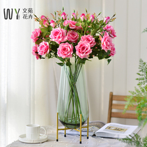  Simulation Paris rose bouquet decoration fake floral silk flower living room dining table flower decoration Interior decoration multi-head bouquet