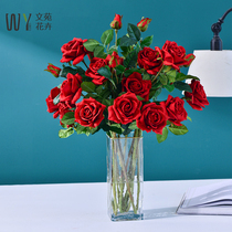  Feel moisturizing rose simulation flower light luxury bouquet Living room dining table flower arrangement decoration flower dried flower decoration
