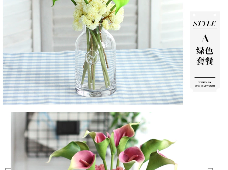 Calla lily mô phỏng bó hoa set hoa giả PU lụa trang trí nội thất hoa phụ kiện nhà bàn hoa - Trang trí nội thất