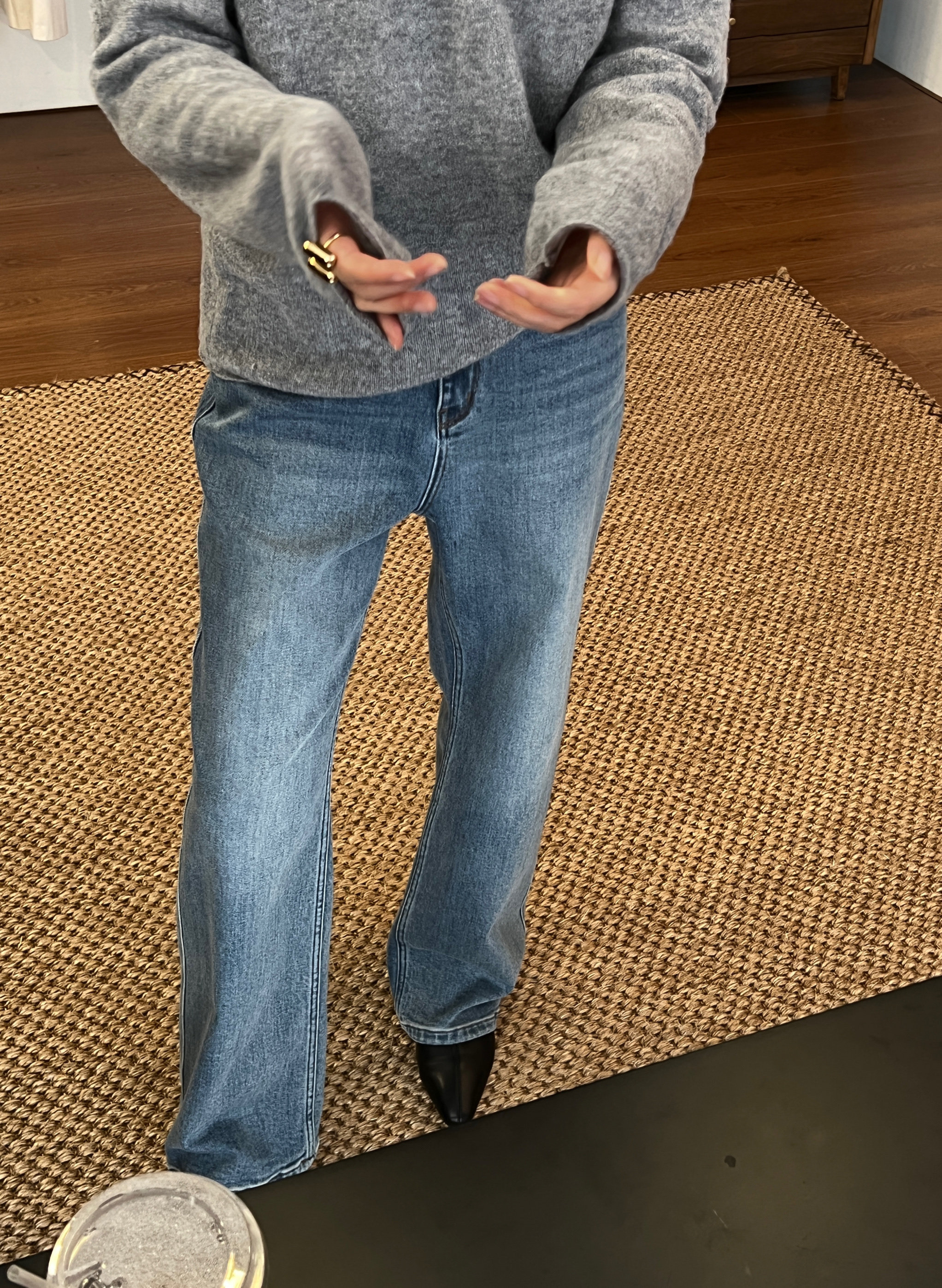 widelia узкие прямые универсальные стройнящие джинсы женские осень 2024 новинка стирка свободные повседневные длинные брюки