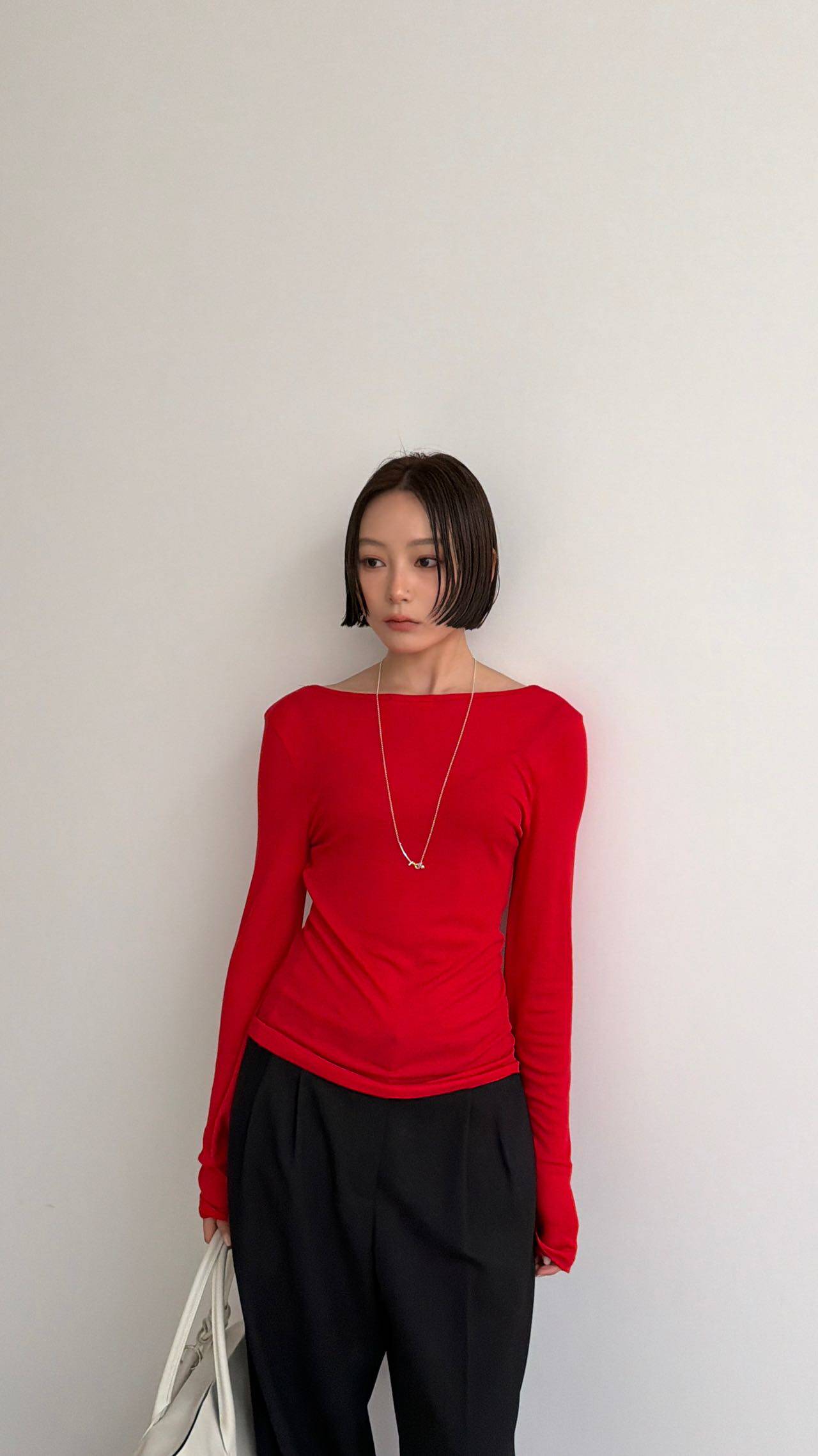 WAITMORE футболка женская с длинным рукавом из смеси тенсела и шерсти с U-образным вырезом приталенная базовая