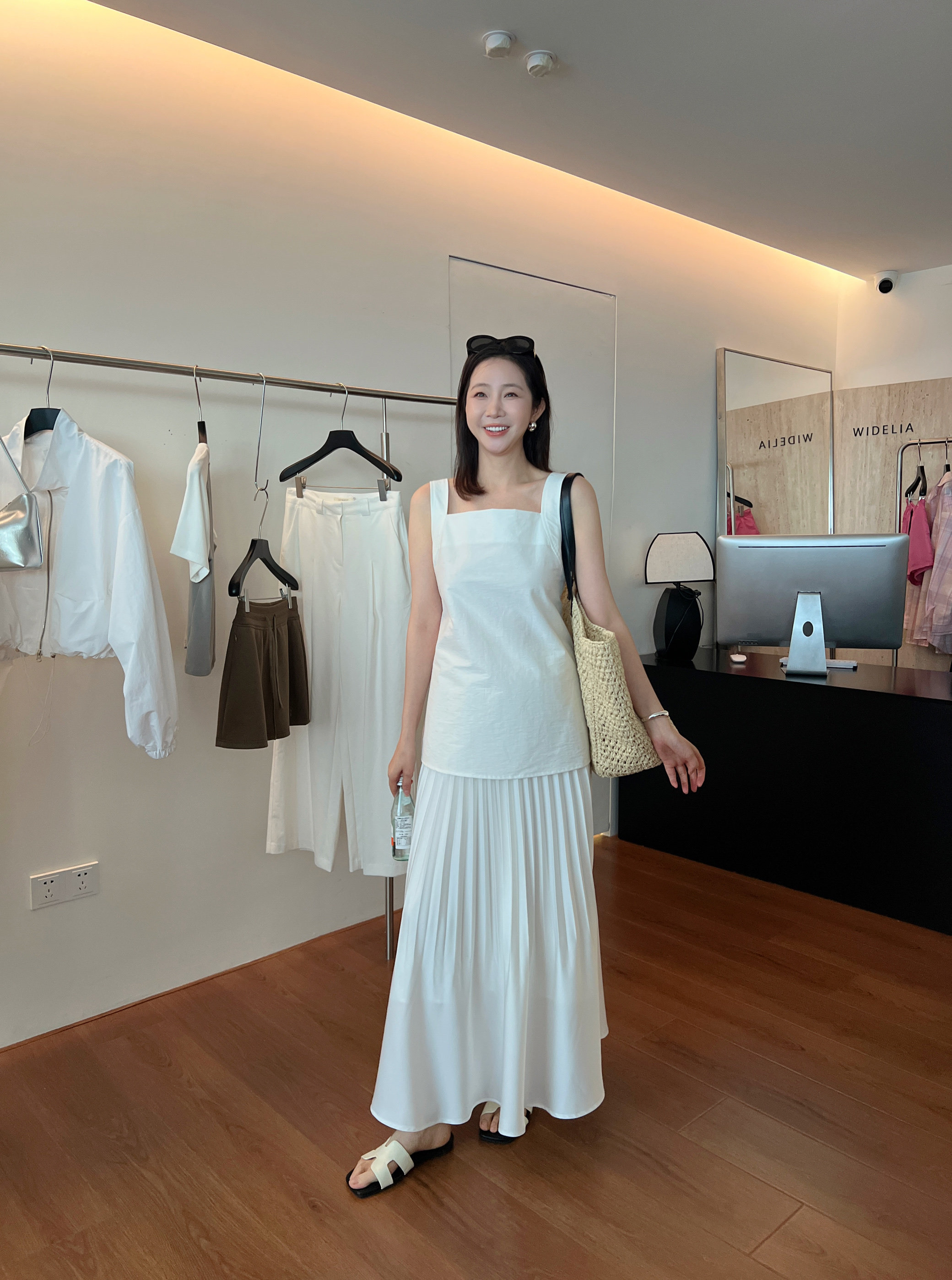 WIDELIA атласная плиссированная А-силуэт юбка со складками женская 2025 лето с резинкой на талии стройнящая юбка-русалка средней длины