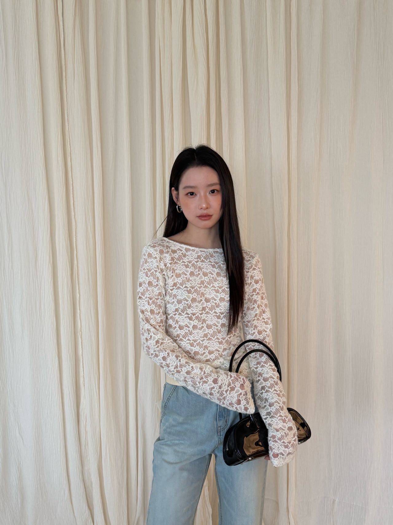 waitmore 2026 весенняя новинка корейский стиль универсальная блузка с длинным рукавом двусторонняя кружевная приталенная