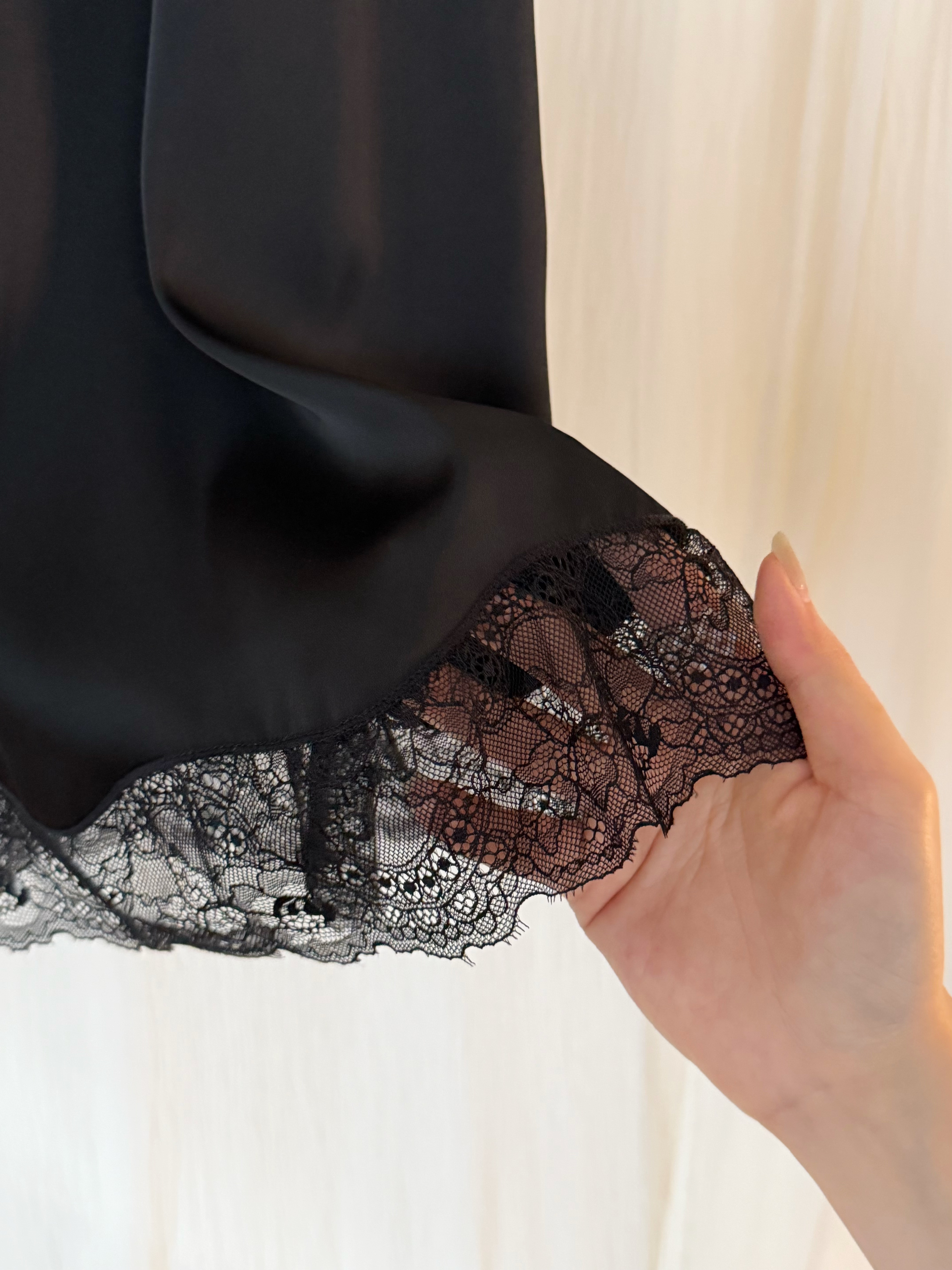 widelia черная блестящая юбка средней длины с кружевной отделкой для женщин весна-лето