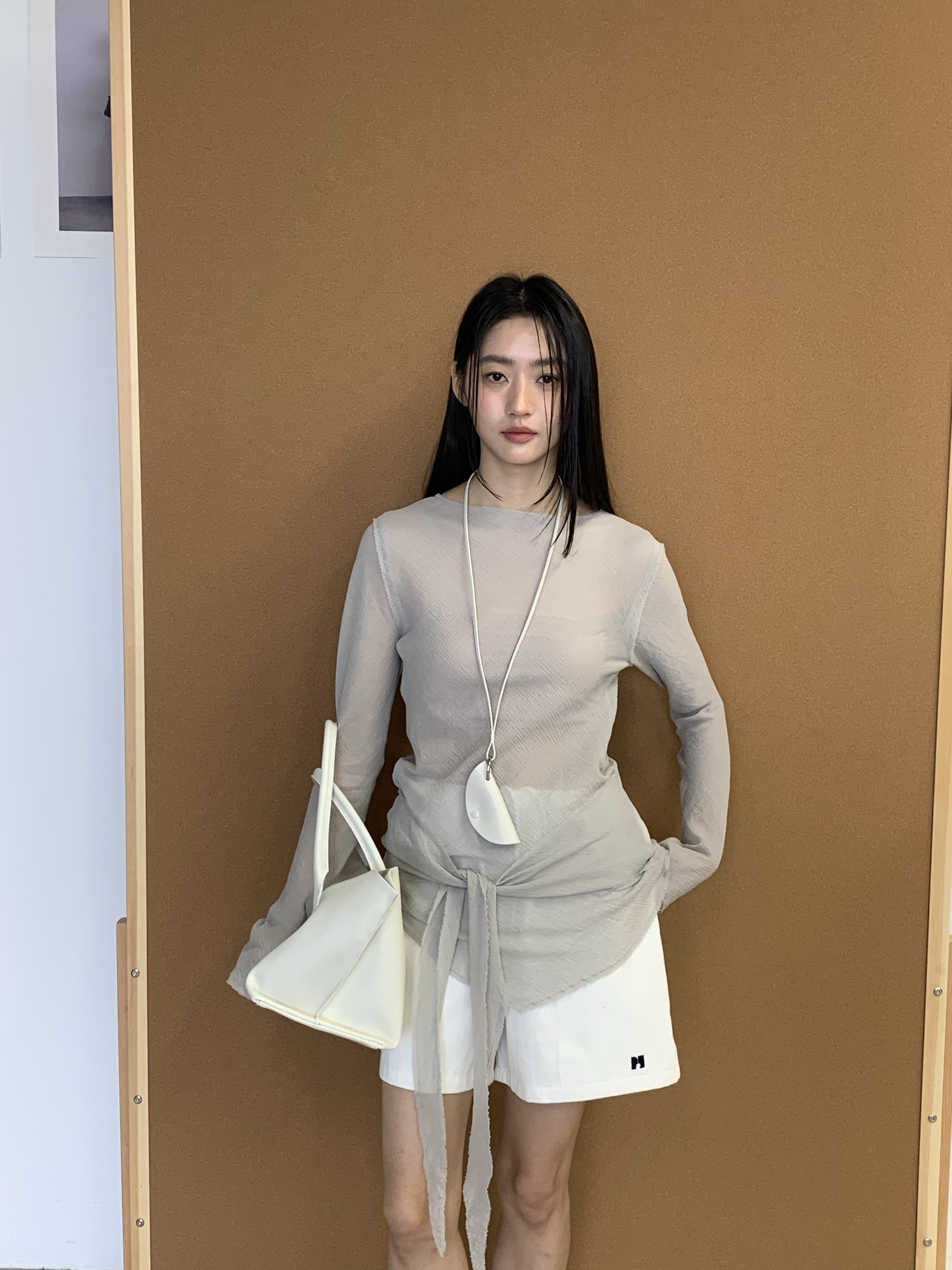 waitmore универсальная тонкая рубашка с завязками длинный рукав женская весна-лето корейский стиль