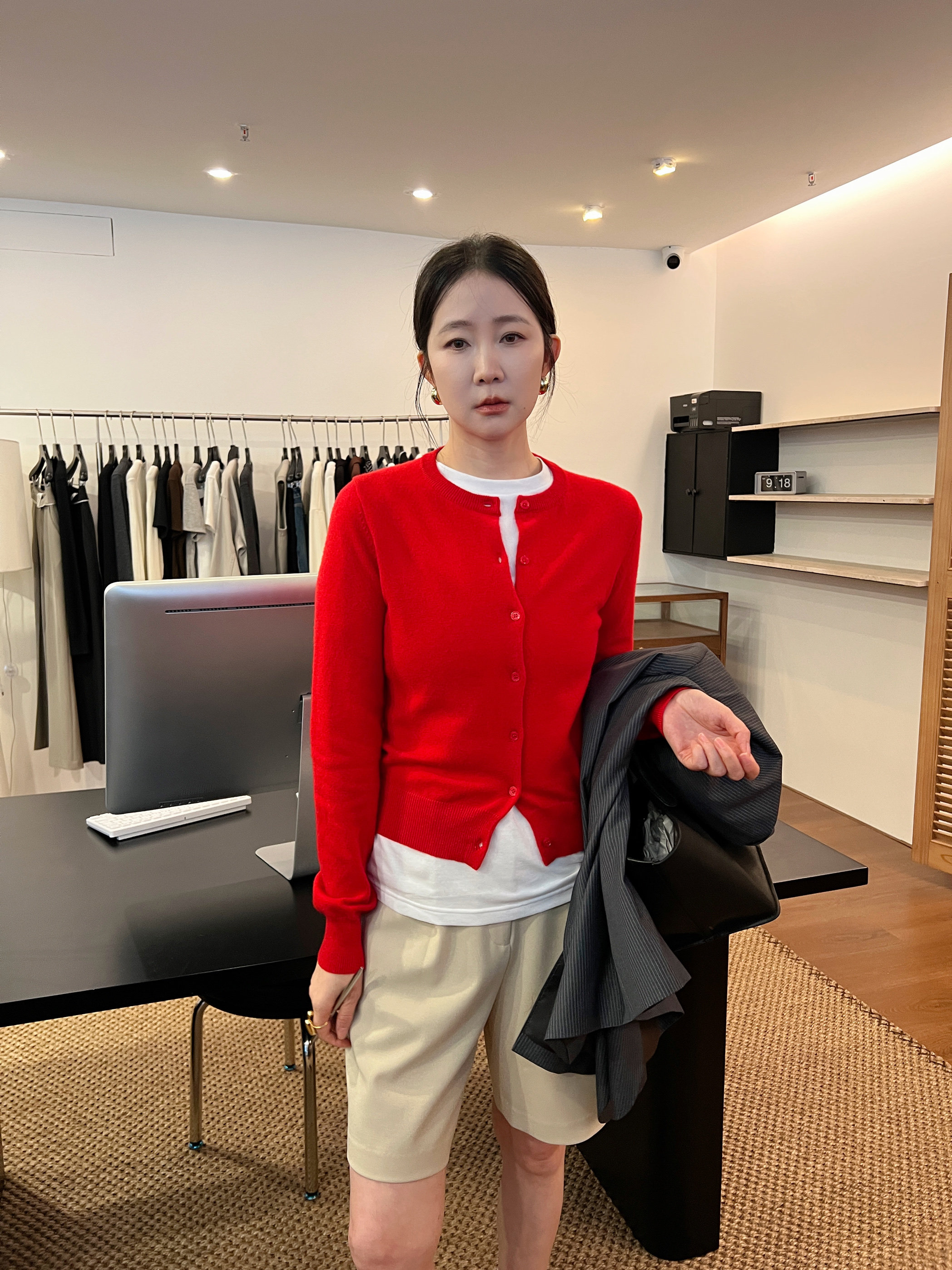 widelia свободная универсальная повседневная футболка 2024 осень круглый вырез однотонная стройнящая базовая майка