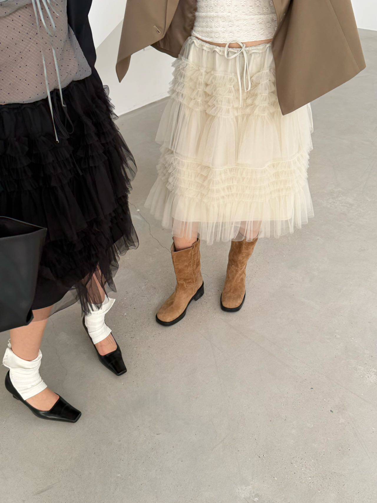 waitmore Многослойная фатиновая юбка-миди с высокой талией, весна-лето 2026