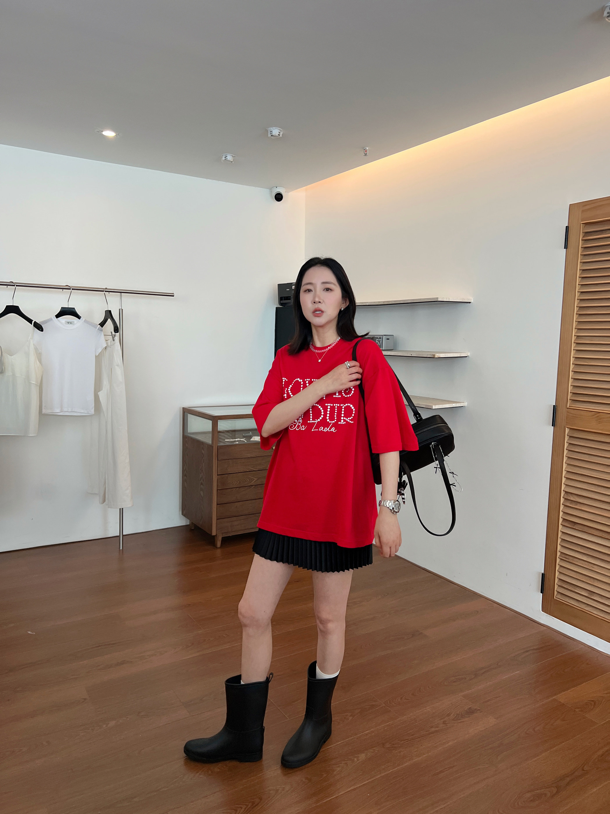 widelia американская винтажная премиальная футболка средней длины с буквенным принтом 2026 летняя свободная с круглым вырезом для пар