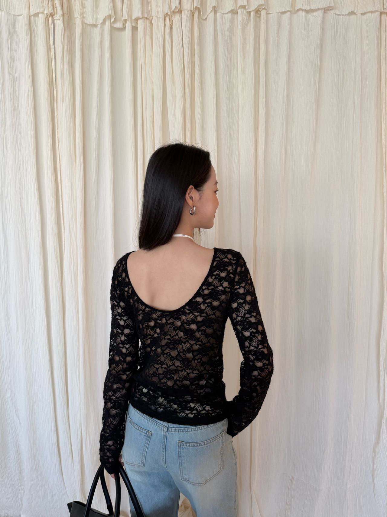 waitmore 2026 весенняя новинка корейский стиль универсальная блузка с длинным рукавом двусторонняя кружевная приталенная