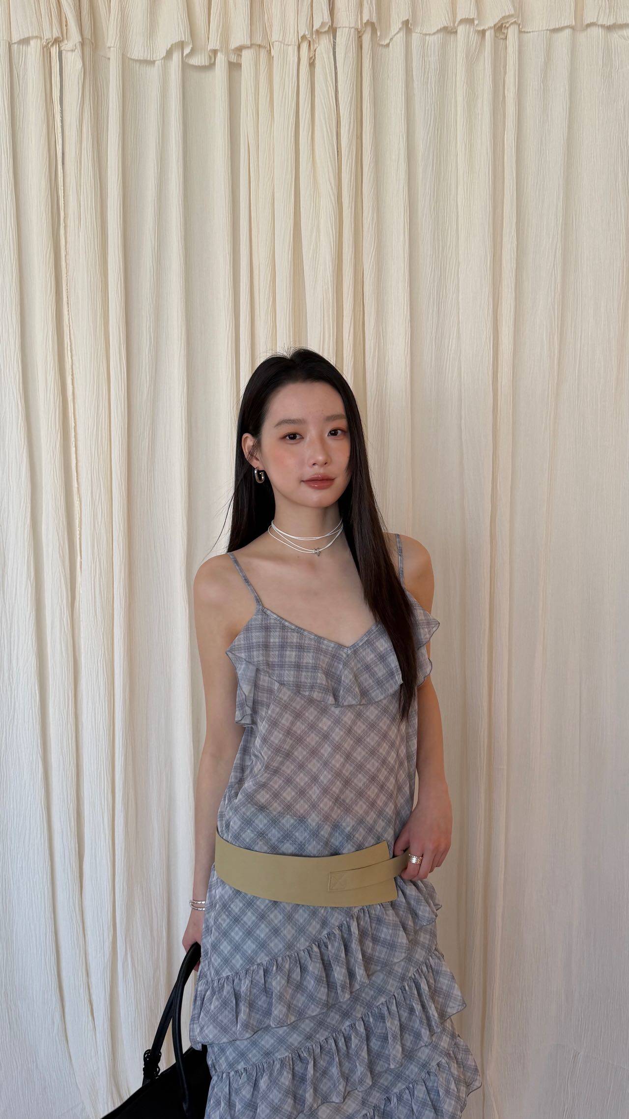 waitmore дизайнерское асимметричное многослойное клетчатое платье-сарафан с кружевом женское весна-лето корейский стиль