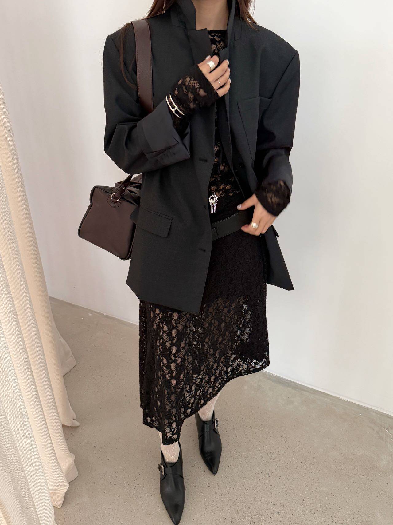 waitmore 2026 весенняя новинка корейский стиль универсальная блузка с длинным рукавом двусторонняя кружевная приталенная