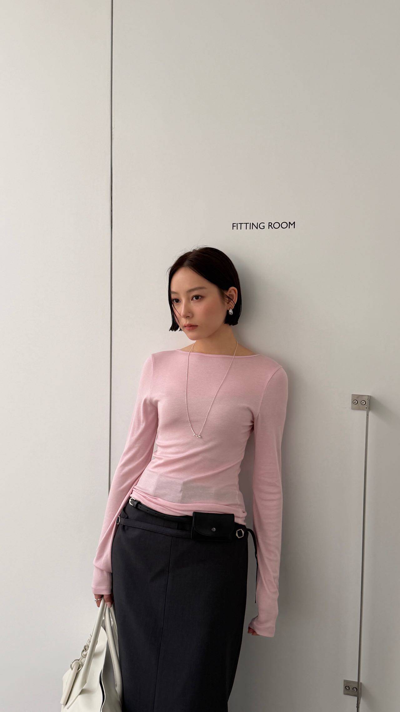 WAITMORE футболка женская с длинным рукавом из смеси тенсела и шерсти с U-образным вырезом приталенная базовая