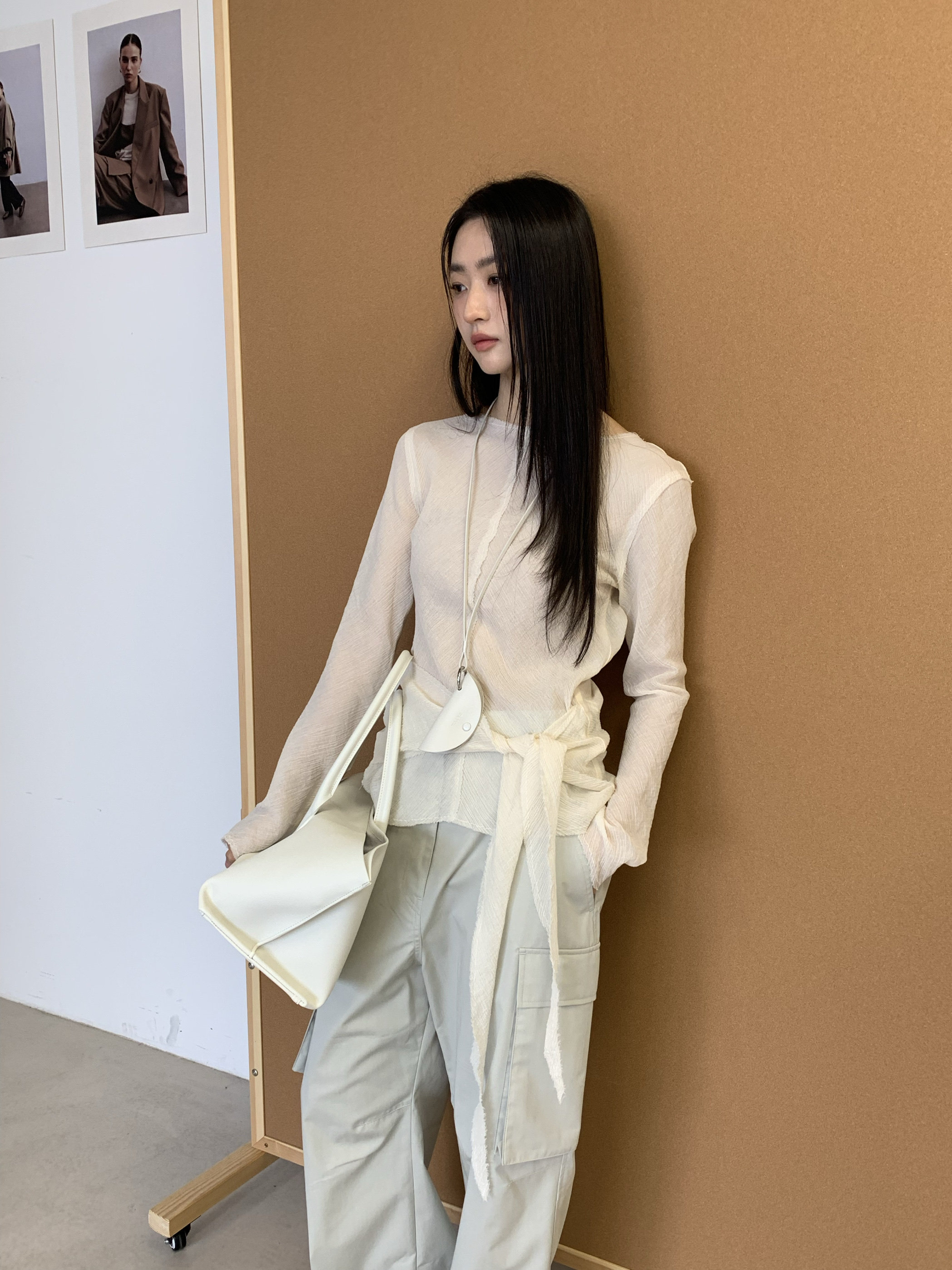 waitmore универсальная тонкая рубашка с завязками длинный рукав женская весна-лето корейский стиль