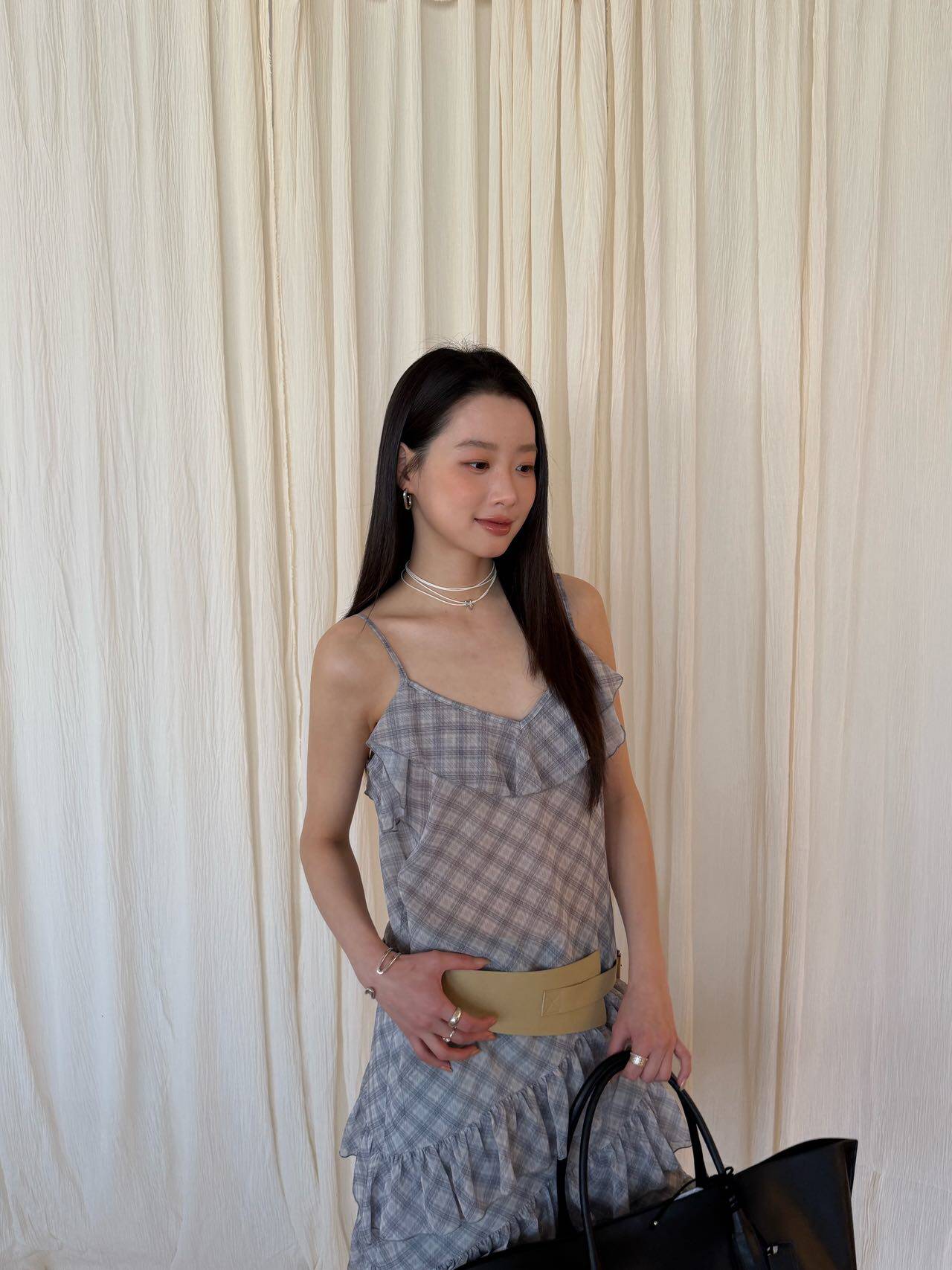 waitmore дизайнерское асимметричное многослойное клетчатое платье-сарафан с кружевом женское весна-лето корейский стиль