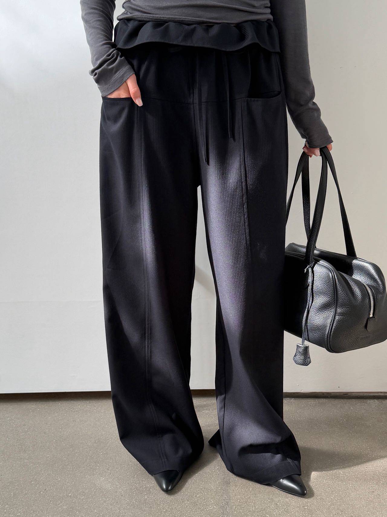 waitmore2026 весенняя новинка стильные широкие брюки с завязками и шнуровкой стройнящие универсальные повседневные женские