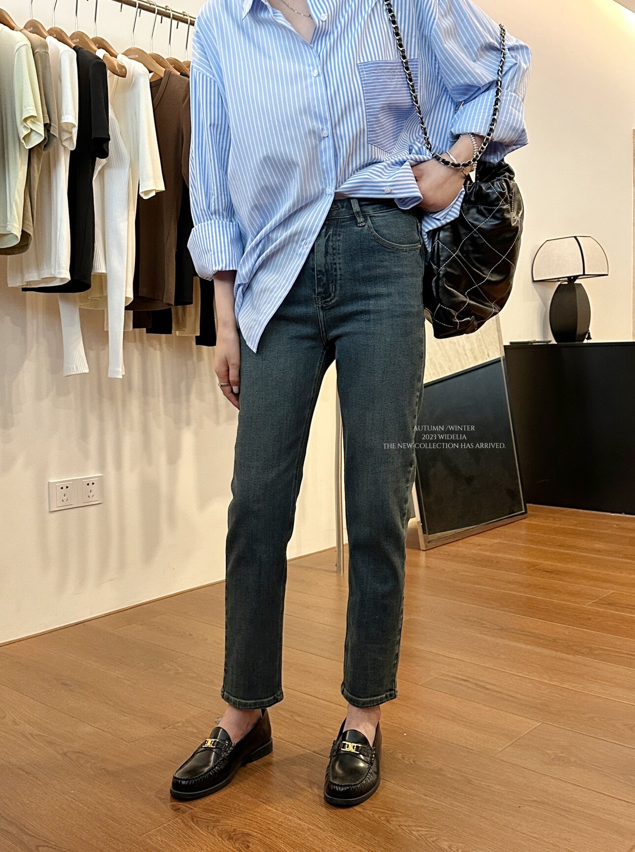 widelia женские укороченные стройнящие универсальные прямые брюки осень-зима 2026 высокая талия эластичные джинсы дудочки W05