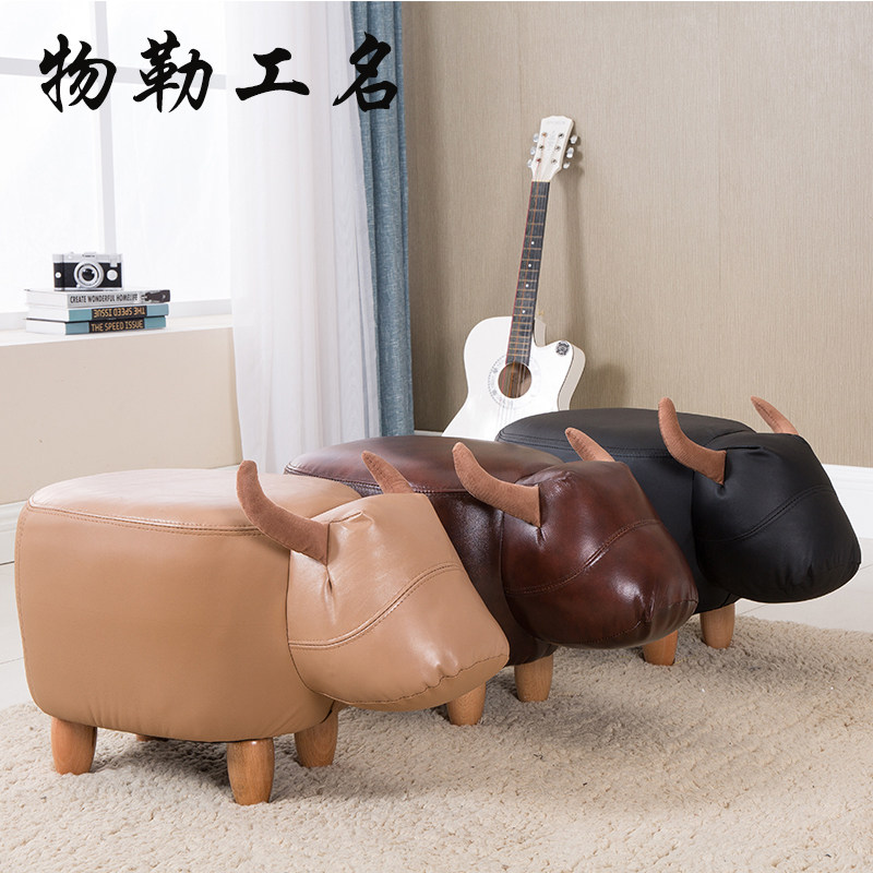 Material Le Work Name Real Wood Bull Sitting Mound Designer Cute Suede Suede Bull Styling Sofa Footstool Swapping Stool