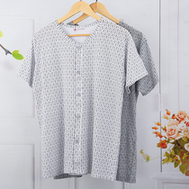 New middle-aged and elderly short-sleeved mens summer vest cotton loose cardigan dad half-sleeve fattened sweatshirt