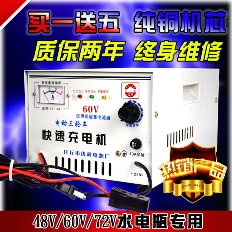 Storage battery group 48v60v72v pure copper high power fast charger electric tricycle charging motor water battery